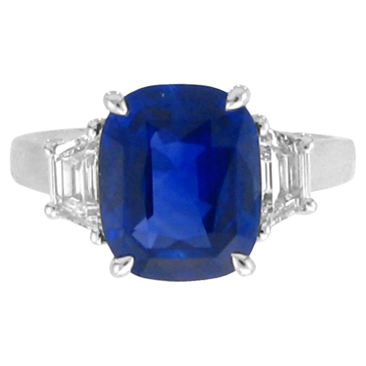GRS Certified Three Stone Sapphire Ring For Sale