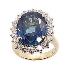 GRS Certified Unheated 13 Cts Blue Sapphire 
Diamond Ring in 18 Karat Rose Gold