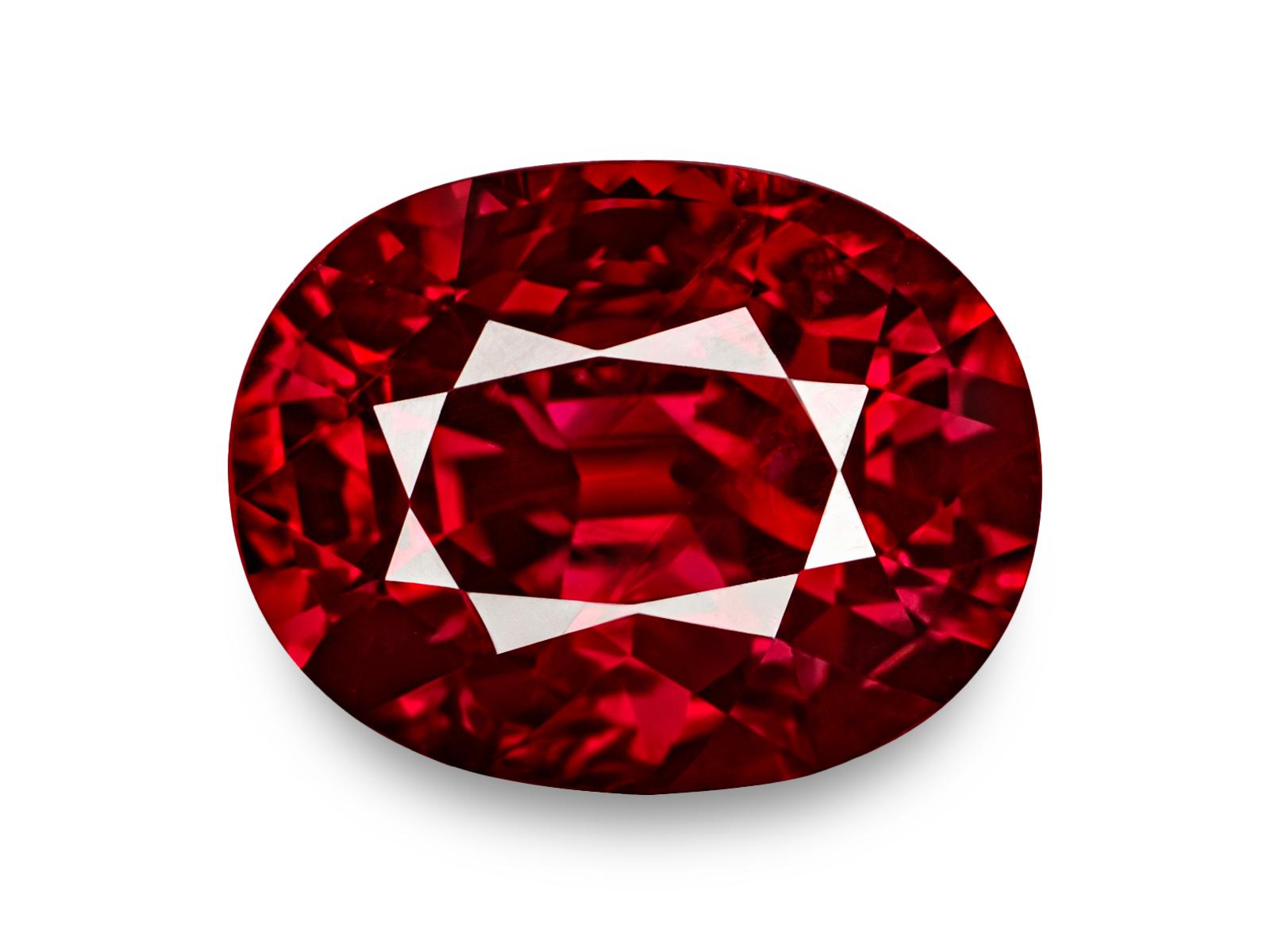 Solitärring, GRS-zertifizierter unerhitzter Rubin 3 Karat Diamant Solitär (Ovalschliff) im Angebot