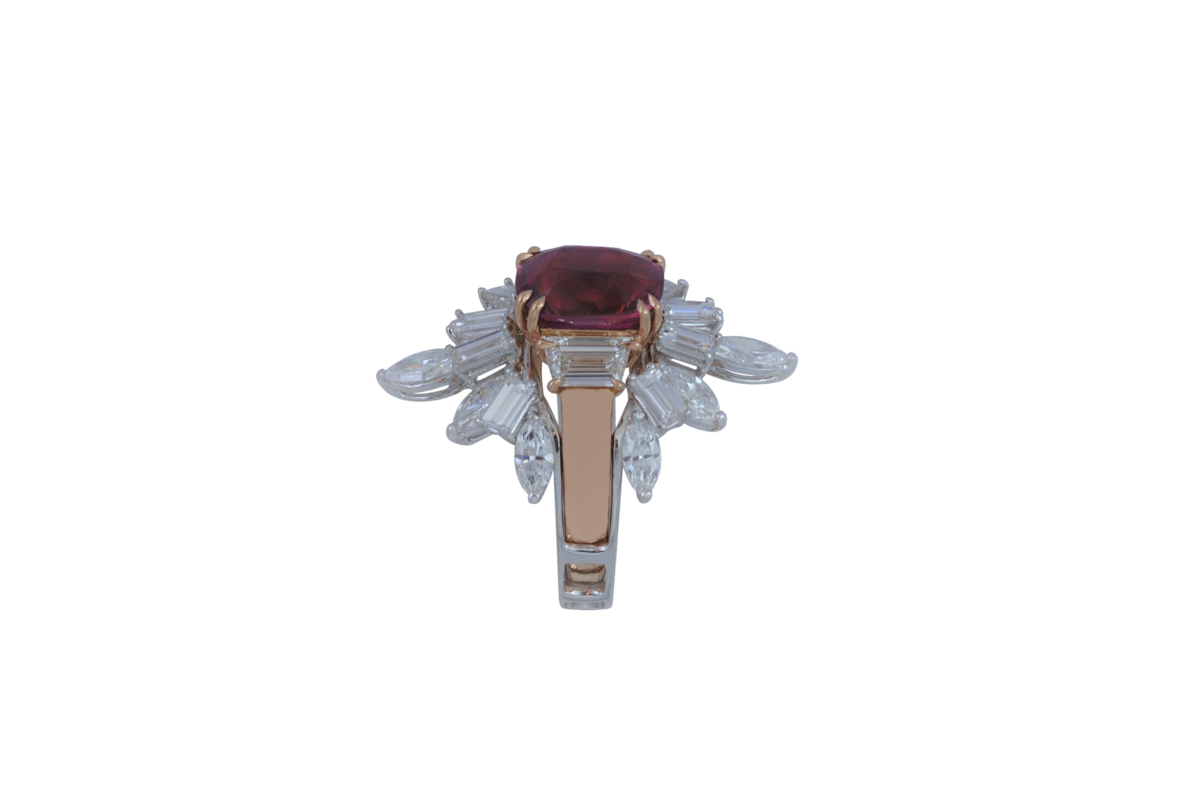Ruby 4.74 carats with Diamond 0.92 carats Ring set I 18 Karat Rose Gold Settings 
(GRS Certified)
Diamond 2.9 carats Jacket Ring set in 18 Karat White Gold Settings 
(Jacket)

Main Ring 
Width: 0.9 cm
Length: 1.71 cm 
Ring Size: 53

Jacket Ring