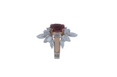 GRS Certified Unheated Ruby with Diamond Jacket Ring in 18 Karat Rose/White Gold