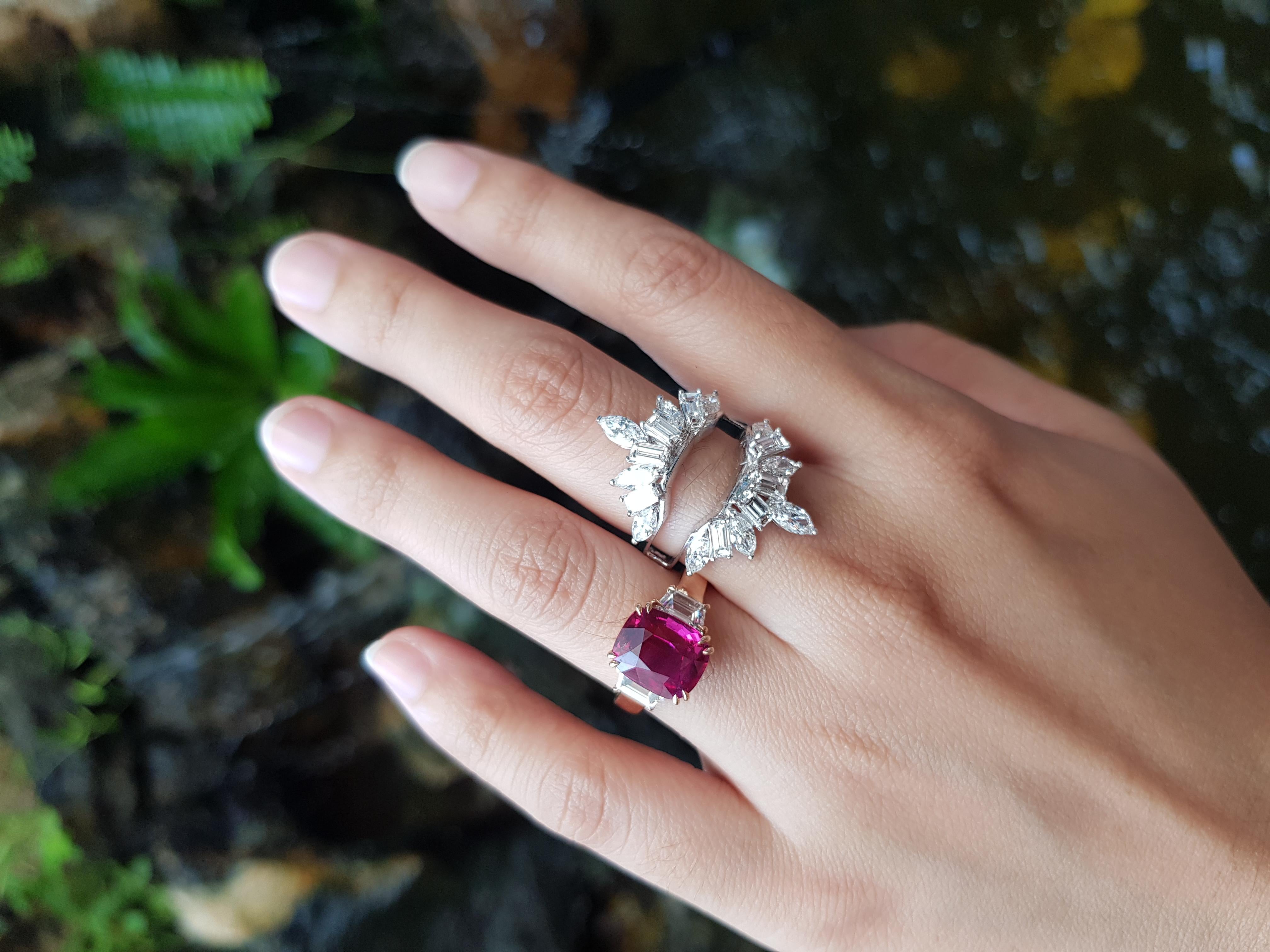 Anello con rubino non riscaldato e diamante certificato GRS in oro rosa/bianco 18 carati in vendita 1