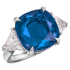 GRS Certified Untreated Sapphire 5.11 Cornflower Sapphire Diamond Platinum Ring