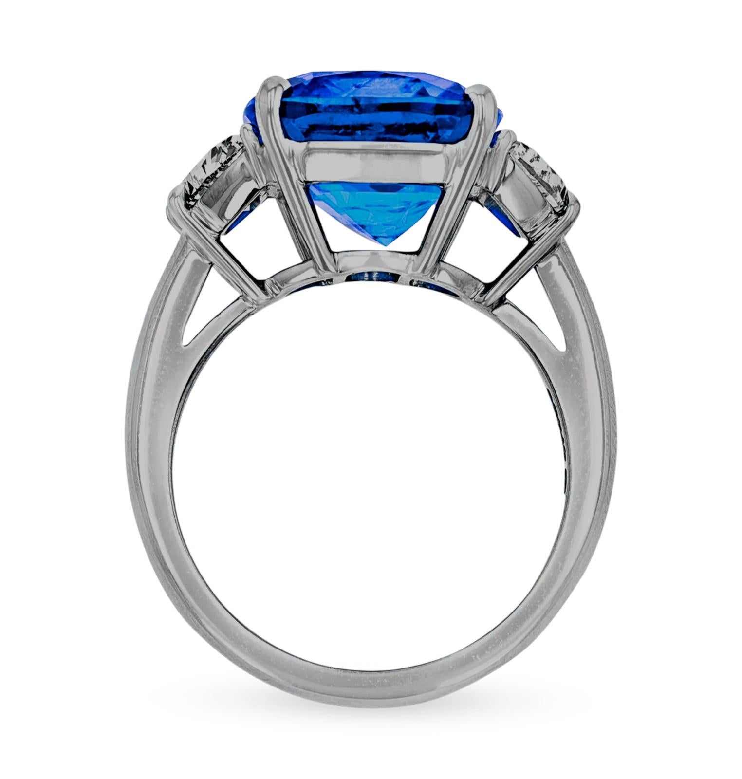 GRS-zertifizierter unbehandelter Saphir 5,20 Vivid Blue Sapphire Diamond Platinum Ring (Zeitgenössisch) im Angebot