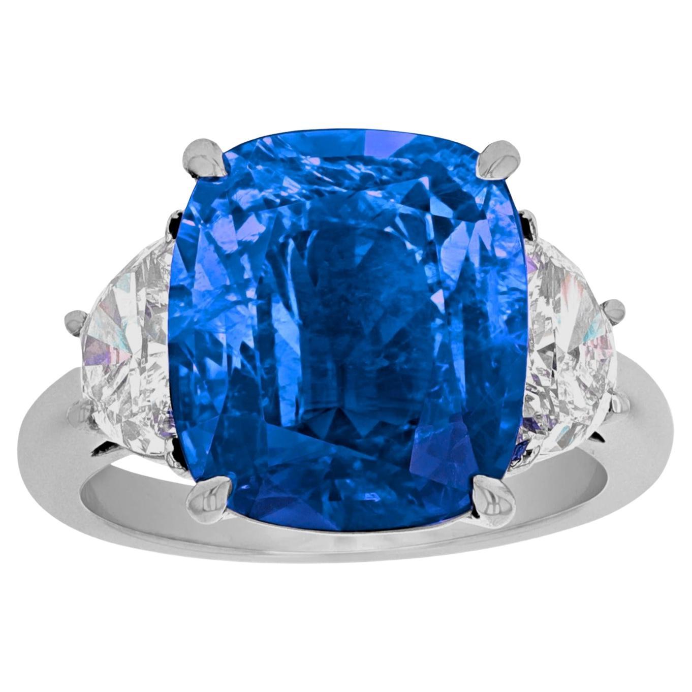 GRS Certificado Zafiro no tratado 5.20 Vivid Zafiro azul Diamante Anillo de platino