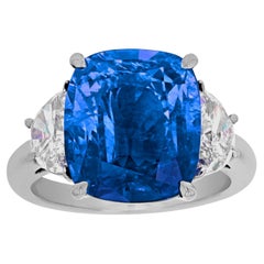 GRS Certificado Zafiro no tratado 5.20 Vivid Zafiro azul Diamante Anillo de platino