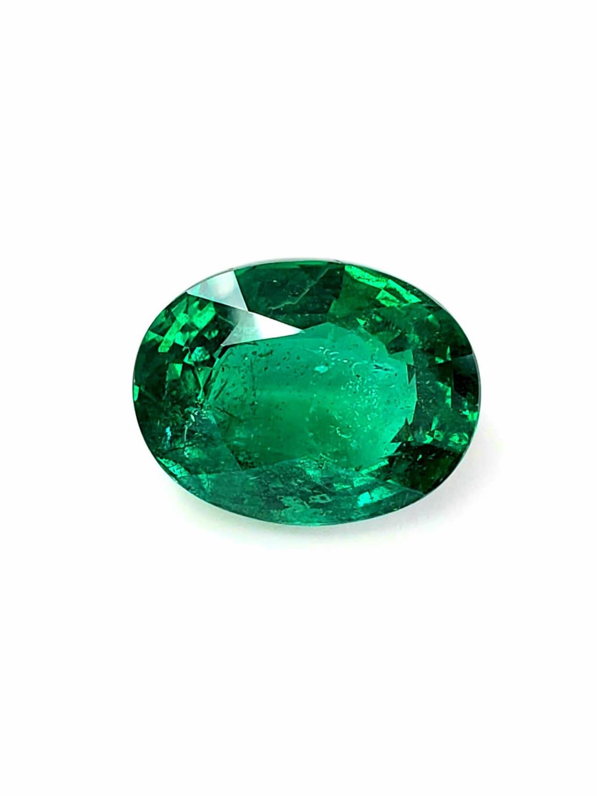 Charming Zambian Emerald Oval Shape with GRS Certificate with Minor Oil 34.71 Cts Vivd Green Color.
 Face up like 45 cts .. 
