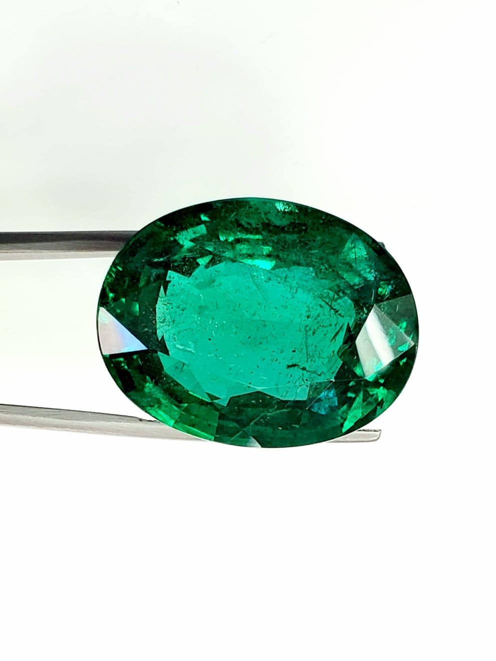 Women's or Men's Takat 34.71 Cts GRS Certified Vivd Green Oval Shape Zambian Emerald 