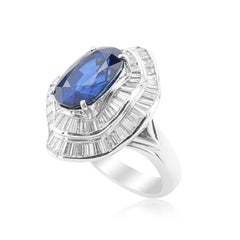 Bague en saphir royal bleu vif certifié GRS de 7,21 carats et diamants de 3,20 carats