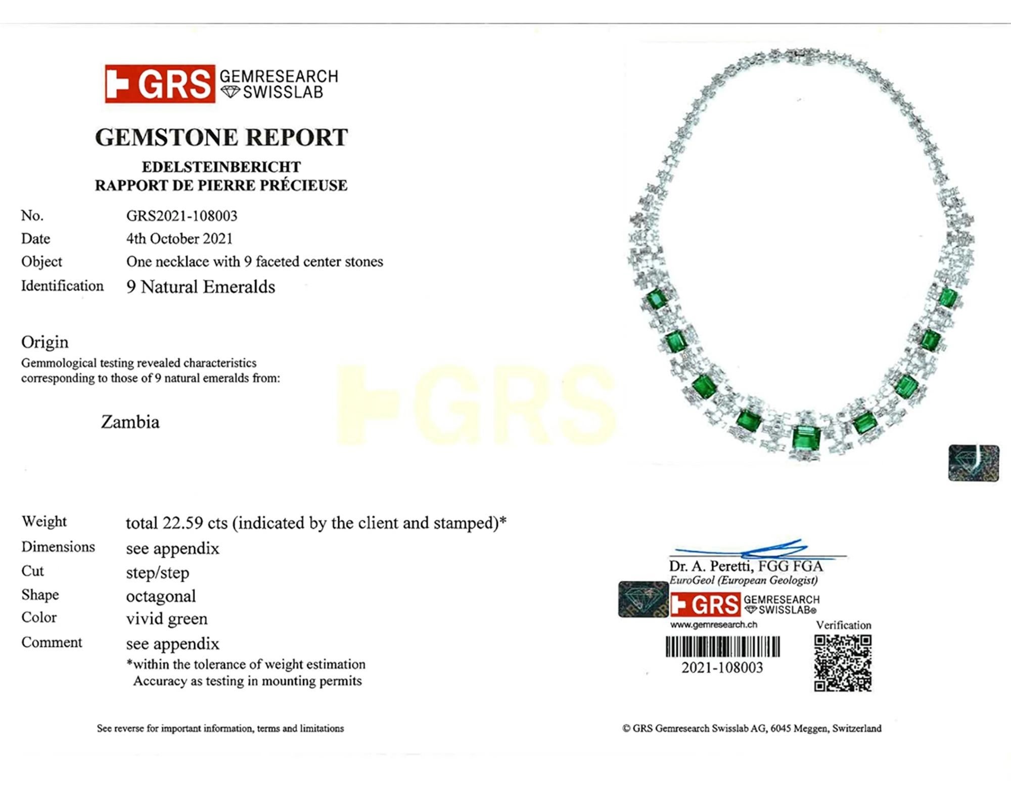 Suite de 4 pièces avec diamants et émeraude de Zambie certifiée GRS en vente 9