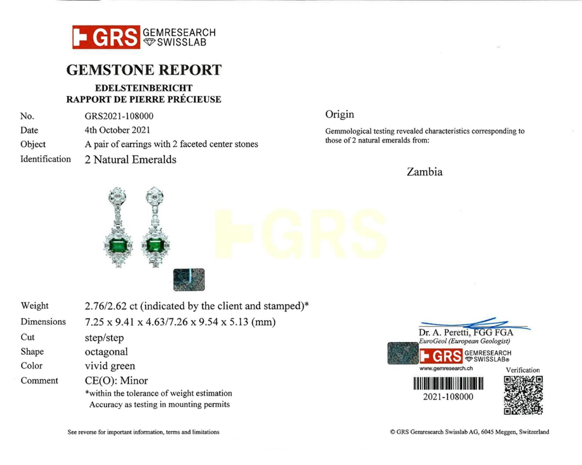 Suite de 4 pièces avec diamants et émeraude de Zambie certifiée GRS en vente 11