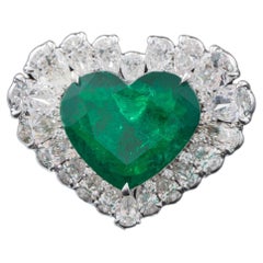 GRS Certified Colombia Emerald Heart 7.06ct Ring, Muzo Green
