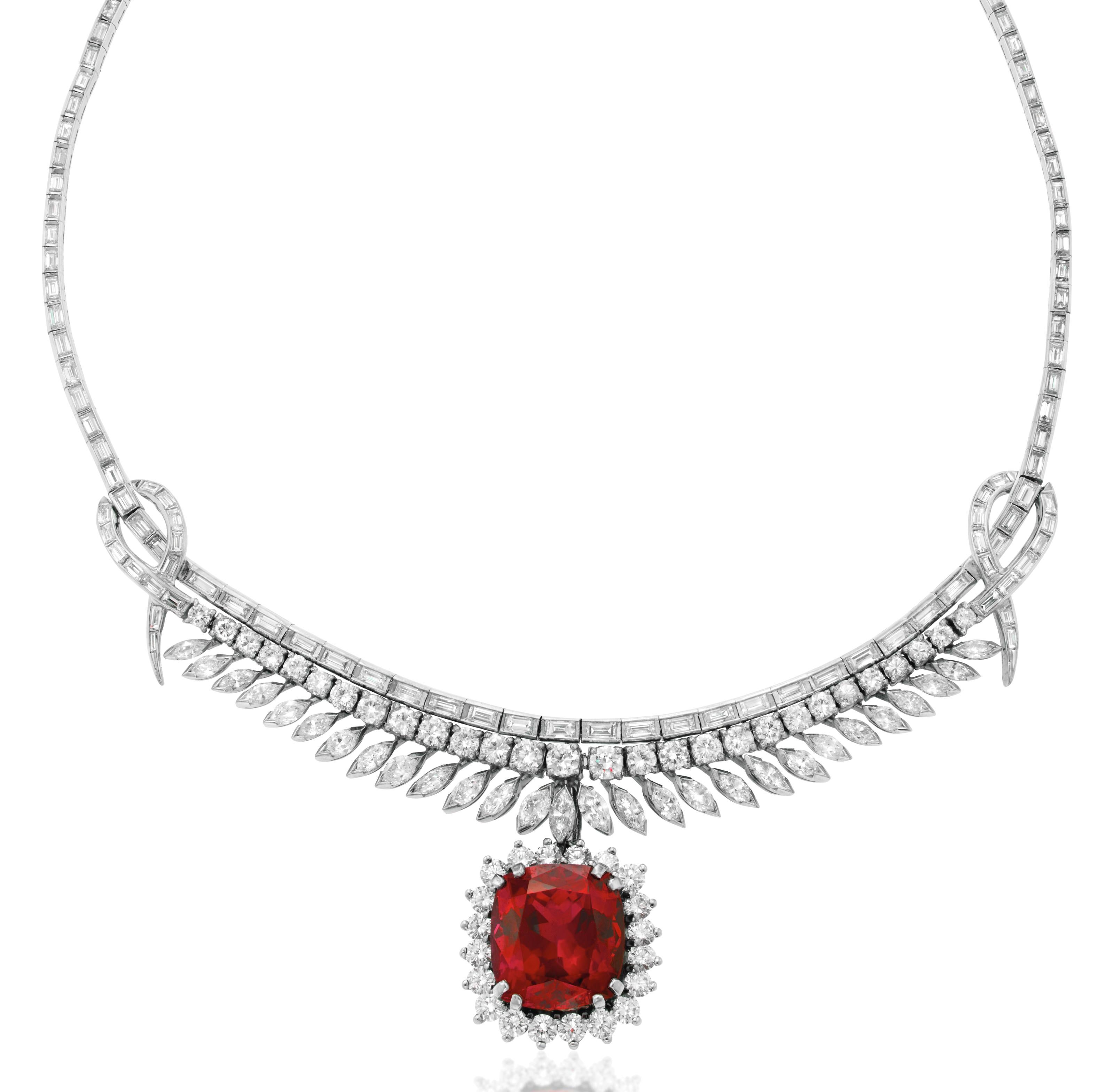 GRS Ct. 4 Ct. Collar Gargantilla Diamante Rubí Mozambique Corte Cojín Corte cojín en venta
