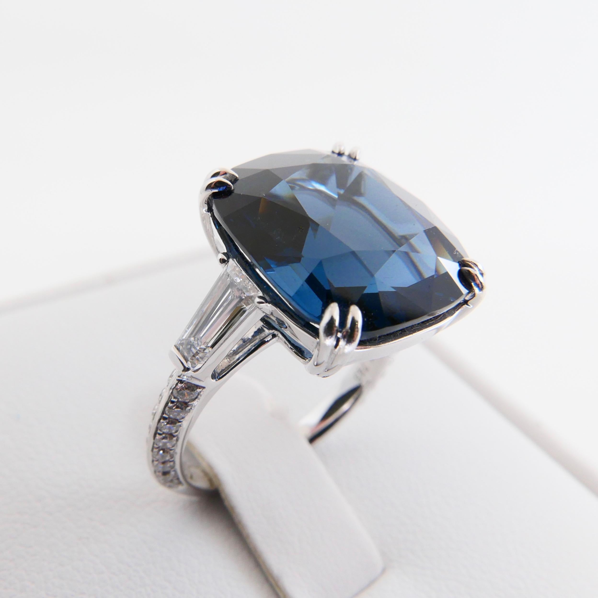 Important Certified 10.10 Carat Cobalt Spinel Diamond Cocktail Ring. Exquisite. 6
