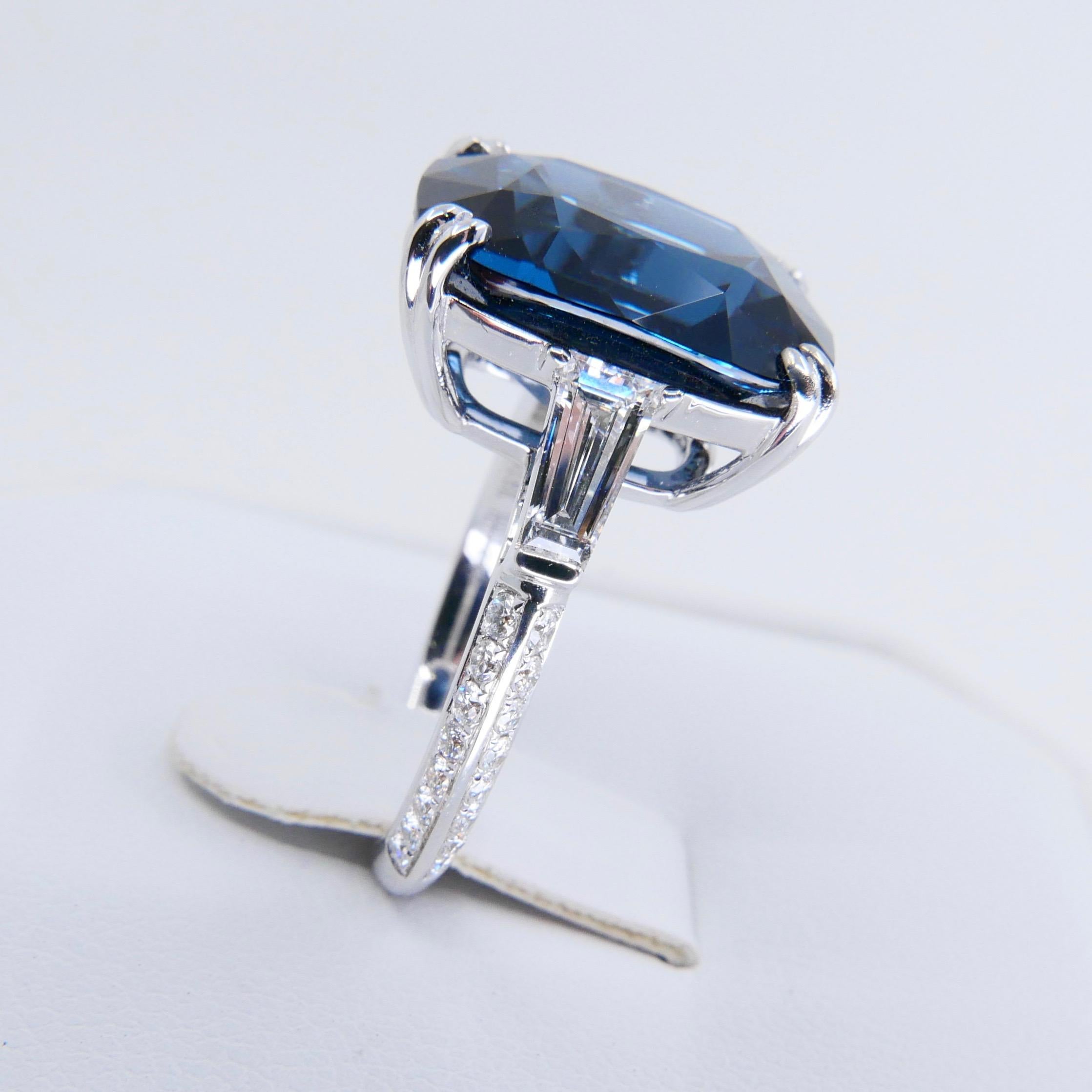 Important Certified 10.10 Carat Cobalt Spinel Diamond Cocktail Ring. Exquisite. 7