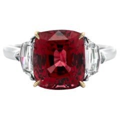 GRS GIA Certified 7.15 Carat Ceylon Ruby Half moon diamond ring