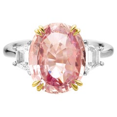 Anello solitario ovale certificato Padparadscha Orange Pink da 8,50 carati