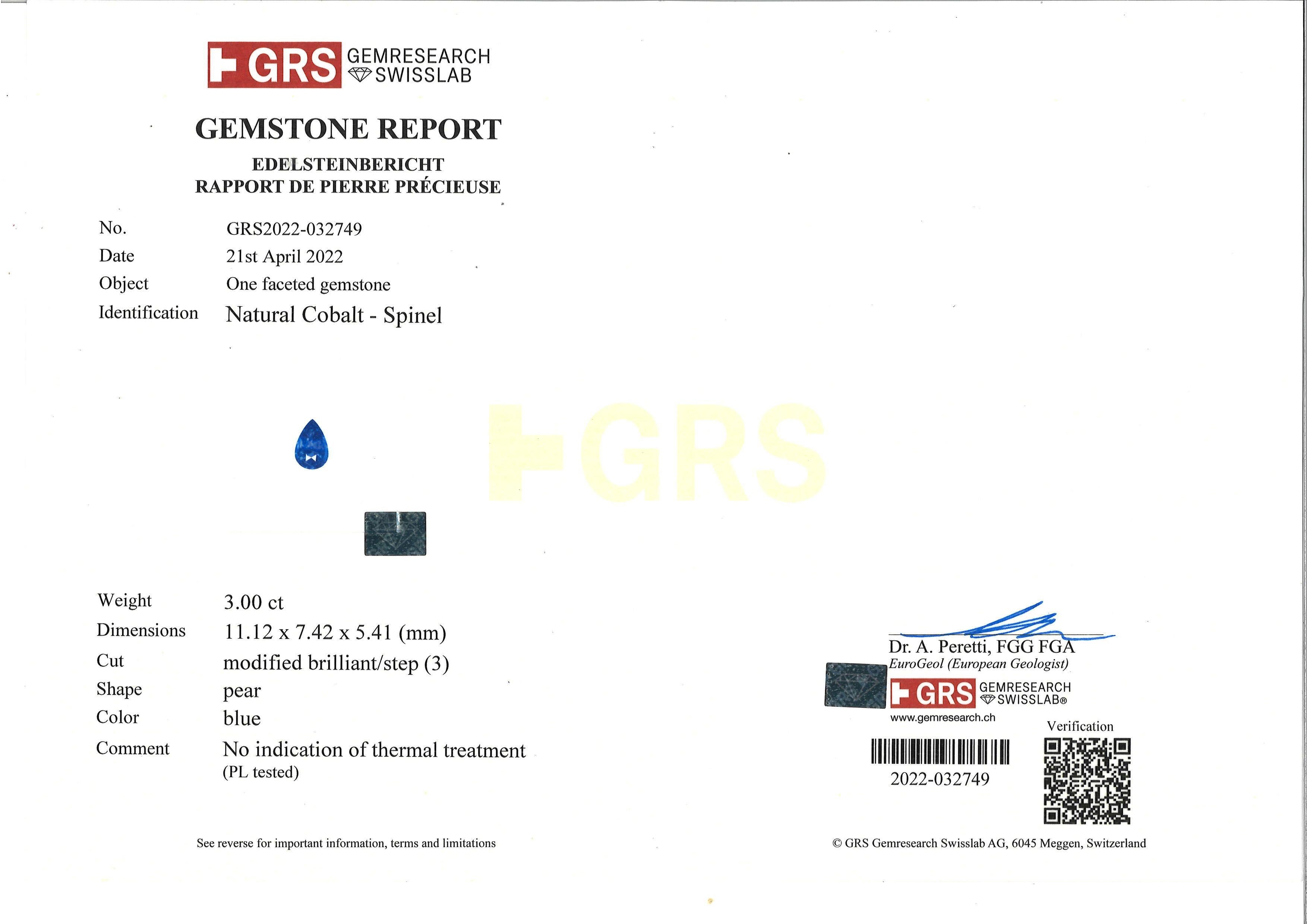 Grs & Gil Zertifizierter kobaltblauer Spinell und Diamantring im Zustand „Neu“ im Angebot in Hung Hom, HK