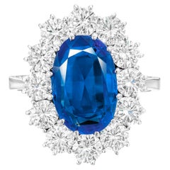GRS IGI Certified 3 Carat Ceylon Untreated Oval Blue Sapphire Diamond Ring