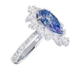 GRS LOTUS ICA LAB Certified Ceylon Blue Sapphire Diamond Cocktail Ring
