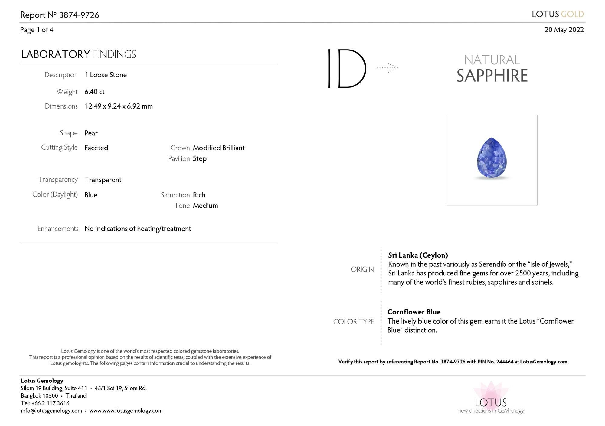GRS LOTUS ICA LAB Cocktailring mit zertifiziertem Ceylonblauem Saphir und Diamant im Zustand „Neu“ im Angebot in Rome, IT