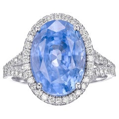 NO RESERVE - GRS NO HEAT 10.22ct Sapphire & 0.70ct Diamonds, 18 White Gold Ring