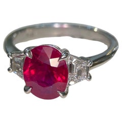 GRS No Heat Certified 5.14 Carat Ruby Oval Diamond Ring