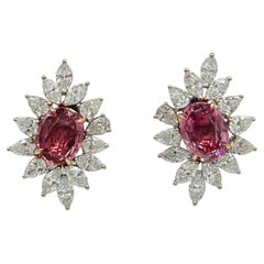 Orecchini GRS Padparadscha e diamanti bianchi in oro rosa e bianco