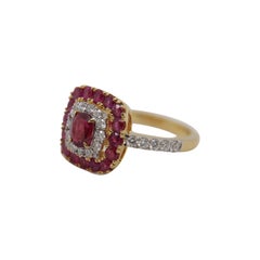 GRS Pigeon Blood 0.65 Carat Burmese No Heat Ruby and Diamond Ring in 18k Gold