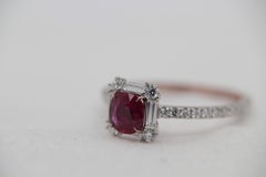 GRS Pigeon Blood 0.73 Carat Burmese No Heat Ruby and Diamond Ring 18 Karat Gold