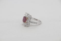 GRS Pigeon Blood 1.20 Carat Burmese No Heat Ruby and Diamond Ring 18 Karat Gold