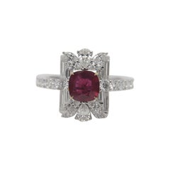 GRS Pigeon Blood 1.20 Carat Burmese No Heat Ruby and Diamond Ring 18 Karat Gold GRS Pigeon Blood 1.20 Carat Burmese No Heat Ruby and Diamond Ring 18 Karat Gold