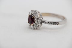 GRS Pigeon Blood 1.29 Carat Burmese No Heat Ruby and Diamond Ring 18 Karat Gold