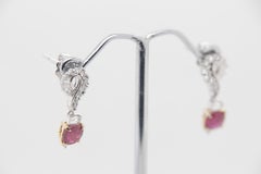 GRS Pigeon Blood 1.47 Carat Burmese No Heat Ruby and Diamond Earrings 18K Gold