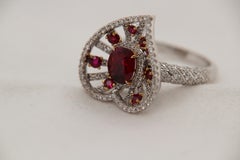 GRS Pigeon Blood 1.70 Carat Burmese No Heat Ruby and Diamond Ring in 18K Gold