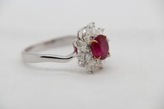GRS Pigeon Blood 2.02 Carat Burmese No Heat Ruby and Diamond Ring 18 Karat Gold