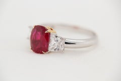 GRS Pigeon Blood 2.44 Carat Burma Mogok Ruby and Diamond Ring in 18 Karat Gold