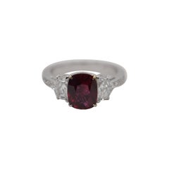 GRS Pigeon Blood 3.06 Carat Burmese No Heat Ruby and Diamond Ring in 18K Gold