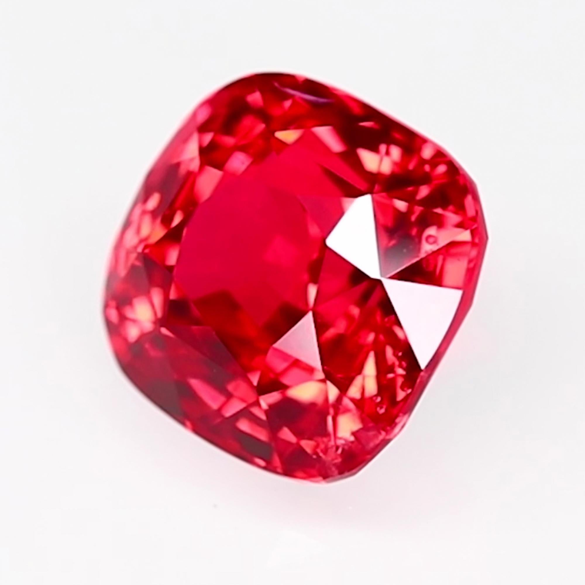 Tansanischer Mahenge-Spinell, leuchtend, 6,08 Karat, Platin, mit 6,08 Karat, im Neon-Rosa-Rot-Stil (Brillantschliff) im Angebot