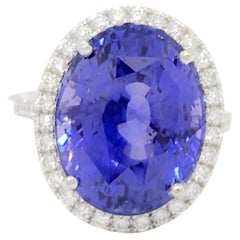 Anello cocktail con zaffiro e diamante bianco GRS Sri Lanka Color Change in platino