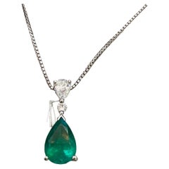 Rare GRS Swisslab Columbia Intense Vivid Green 2.29 Crt Emerald Pendant Necklace