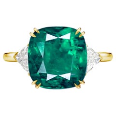 GRS Switzerland 3.25 Carat Colombian Emerald Diamond Ring Made in Italy