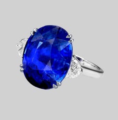 GRS Switzerland 3.70 Carat Oval Royal Blue Sapphire Ring Unheated Untreated