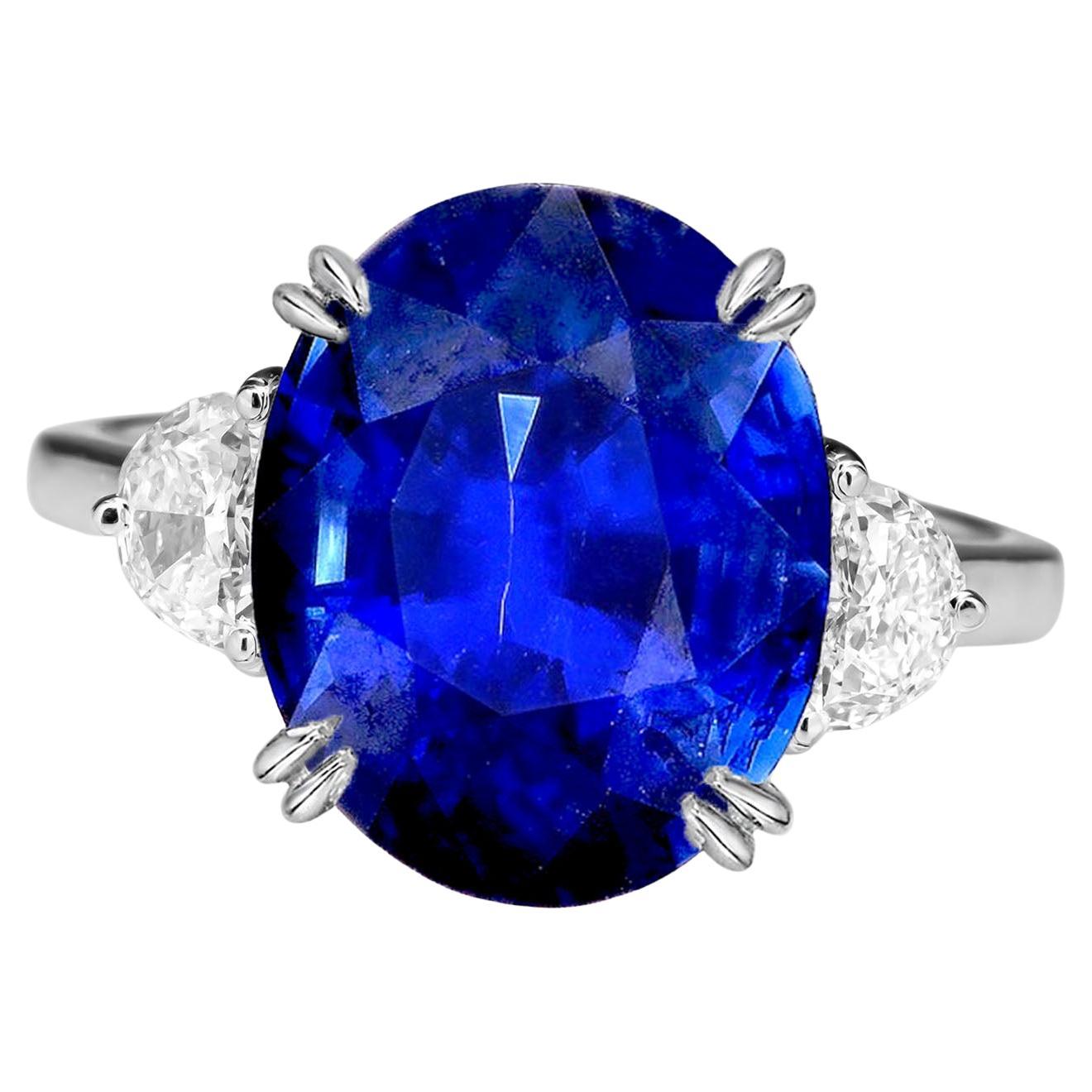 GRS Switzerland 3.70 Carat Oval Royal Blue Sapphire Ring Unheated Untreated For Sale