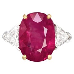 GRS Switzerland 4.20 Carat Burmese No Heat Ruby Solitaire Diamond Ring