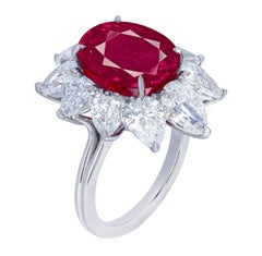 GRS Switzerland 6.30 Certified Burma No Heat Ruby And Diamond Cocktail Ring