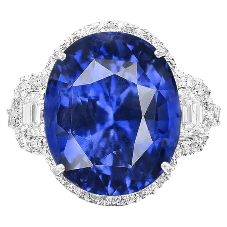 Bague en diamants et saphir de Ceylan bleu certifié GRS de 7 carats, Suisse  En vente sur 1stDibs