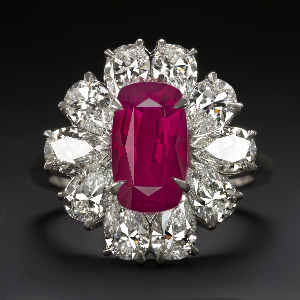 Elegance meets glamour in this spectacular cocktail ring from the Antinori Fine Jewels. 

At its centre is a captivating bright vivid red peagon's blood ruby, hailing from Mozambique and cut in a sophisticated step cut shape. 

The exquisite ring is