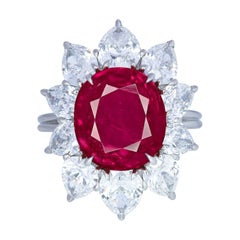 GRS Schweiz GIA zertifizierter Burma-Cocktailring mit unbehandeltem Rubin und Diamant