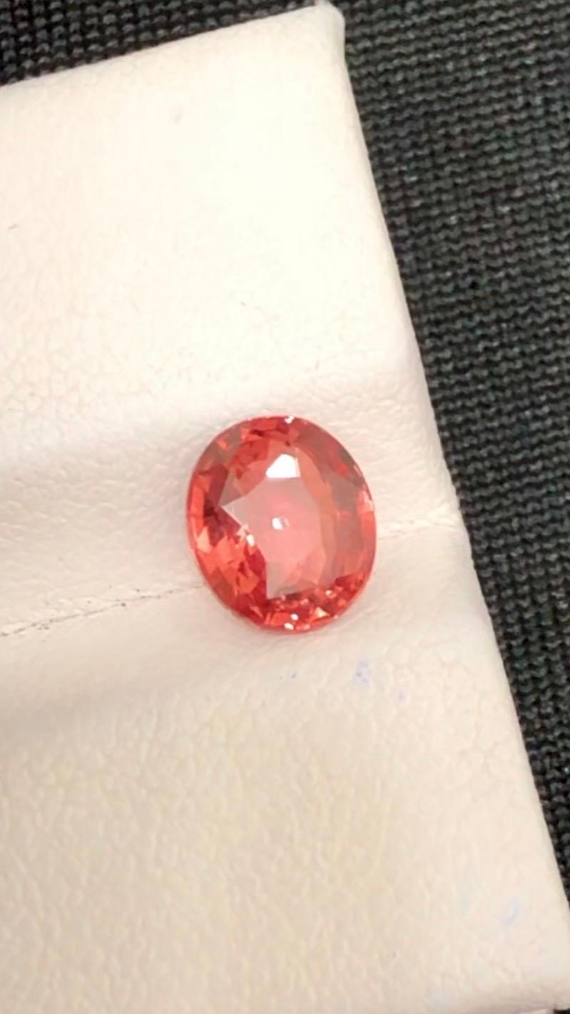 Oval Cut GRS Type Sunset Color Natural Untreated Padparadscha Sapphire 2.02 Carat For Sale